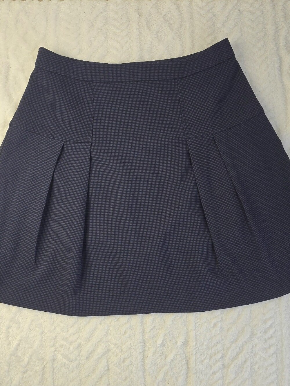 Halogen Pleated A-Line Skirt Blue Black Micro Check Lined School Girl 10